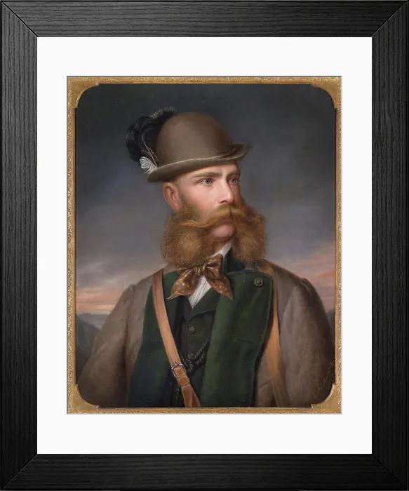 Framed Print : Portrait of Franz Joseph I of Austria in Hunting Dress, 1877. Artist: Mahlknecht, Edmund (1820-1903) Framed Print : Portrait of Franz Joseph I of Austria in Hunting Dress, 1877. Artist: Mahlknecht, Edmund (1820-1903)