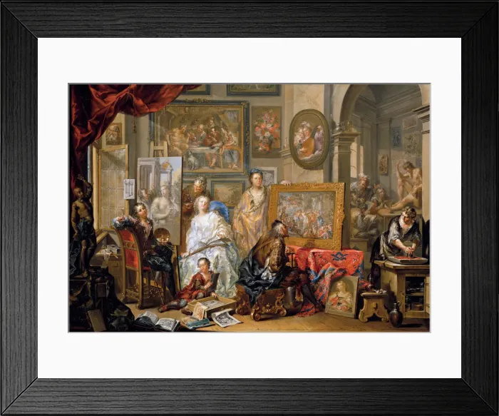 Framed Print : Studio of the painter. Artist: Platzer, Johann Georg (1704-1761) Framed Print : Studio of the painter. Artist: Platzer, Johann Georg (1704-1761)