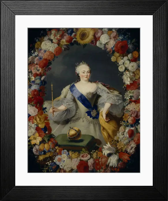 Framed Print : Portrait of Empress Elisabeth (1709-1762), 1754. Artist: Prenner, Georg Kaspar, von (1720-1766) Framed Print : Portrait of Empress Elisabeth (1709-1762), 1754. Artist: Prenner, Georg Kaspar, von (1720-1766)