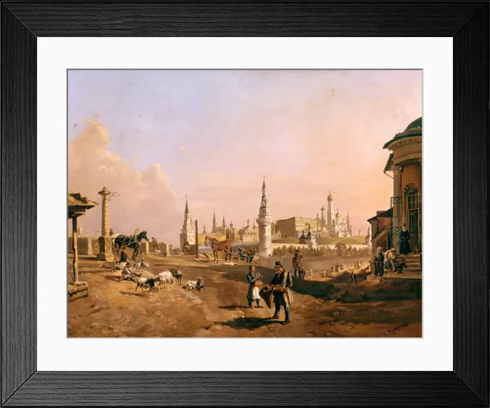 Framed Print : View of the Bolshoy Kamenny Bridge and the Kremlin from Zamoskvorechye, 1837. Artist: Rauch, Johann Nepomuk (1804-1847) Framed Print : View of the Bolshoy Kamenny Bridge and the Kremlin from Zamoskvorechye, 1837. Artist: Rauch, Johann Nepomuk (1804-1847)