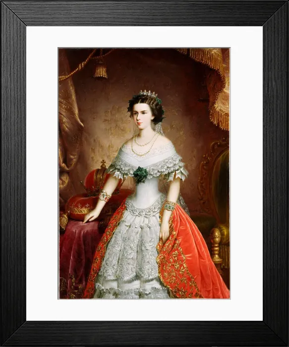 Framed Print : Portrait of Elisabeth of Bavaria, 1856. Artist: Russ, Franz, the Elder (1817-1892) Framed Print : Portrait of Elisabeth of Bavaria, 1856. Artist: Russ, Franz, the Elder (1817-1892)