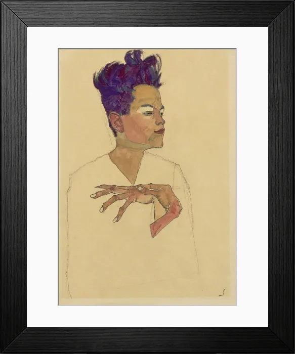 Framed Print : Self-Portrait with Hands on Chest, 1910. Artist: Schiele, Egon (1890?1918) Framed Print : Self-Portrait with Hands on Chest, 1910. Artist: Schiele, Egon (1890?1918)