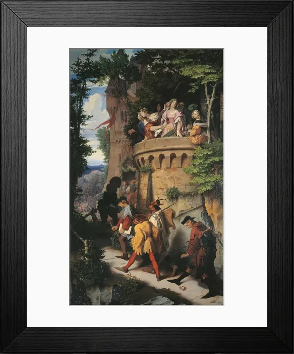 Framed Print : The Rose, or the Artists Journey, 1847. Artist: Schwind, Moritz Ludwig, von (1804-1871) Framed Print : The Rose, or the Artists Journey, 1847. Artist: Schwind, Moritz Ludwig, von (1804-1871)