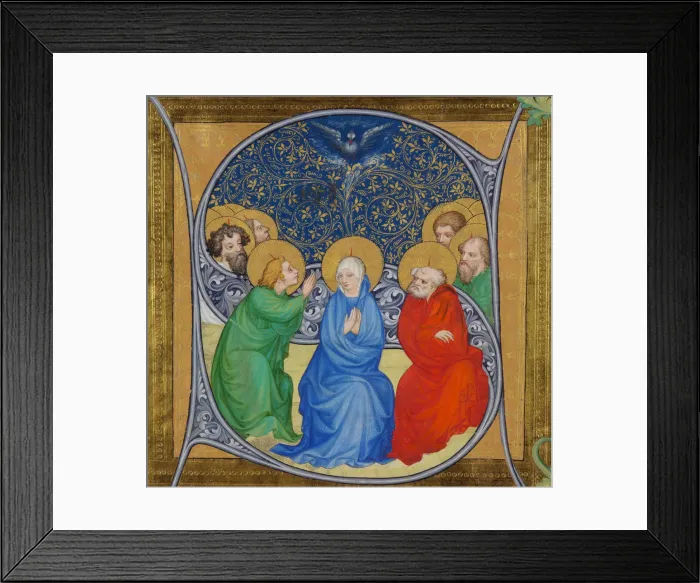 Framed Print : The descent of the Holy Spirit (Pentecost), 1415. Artist: Bohemian Master (active 1410-1420) Framed Print : The descent of the Holy Spirit (Pentecost), 1415. Artist: Bohemian Master (active 1410-1420)