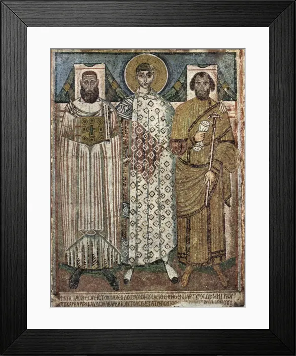 Framed Print : Saint Demetrius of Thessaloniki with the donors, 6th-7th century. Artist: Master of Hagios Demetrios (End of 6th cen. ) Framed Print : Saint Demetrius of Thessaloniki with the donors, 6th-7th century. Artist: Master of Hagios Demetrios (End of 6th cen. )