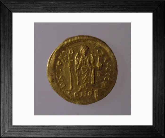 Framed Print : Solidus of Justinian I, 527-565. Artist: Numismatic, Ancient Coins Framed Print : Solidus of Justinian I, 527-565. Artist: Numismatic, Ancient Coins