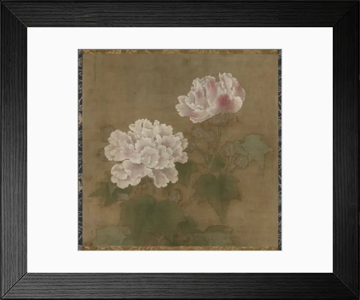 Framed Print : Red hibiscuses (Set of two hanging scrolls), 1197. Artist: Li Di (active 12th century)