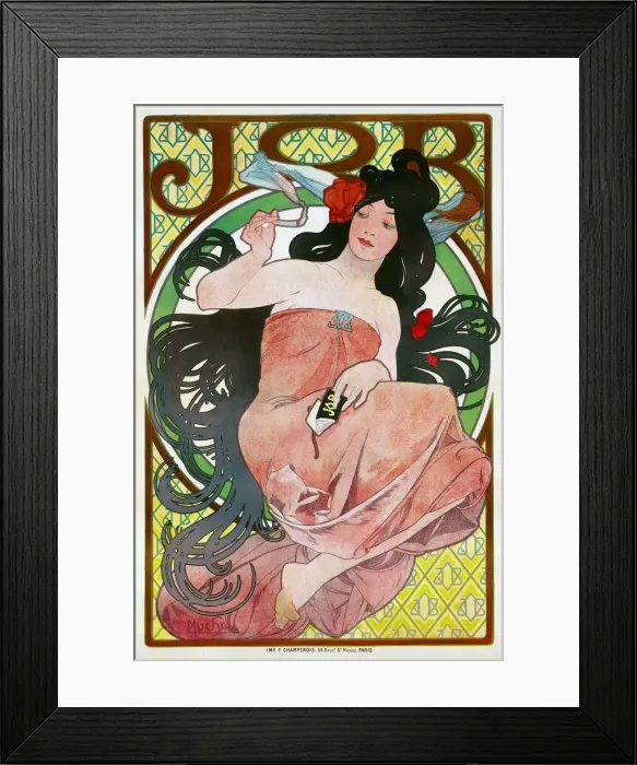 Framed Print : Advertising Poster for the tissue paper Job, 1896. Artist: Mucha, Alfons Marie (1860-1939) Framed Print : Advertising Poster for the tissue paper Job, 1896. Artist: Mucha, Alfons Marie (1860-1939)