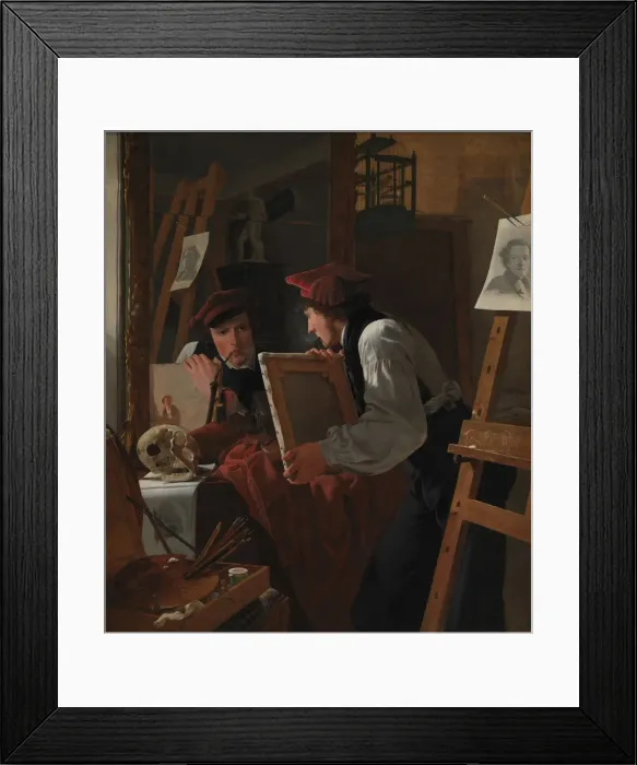 Framed Print : A Young Artist Examining a Sketch in a Mirror, 1926. Artist: Bendz, Wilhelm (1804-1832) Framed Print : A Young Artist Examining a Sketch in a Mirror, 1926. Artist: Bendz, Wilhelm (1804-1832)