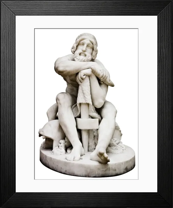 Framed Print : Thor Resting with his Hammer, c. 1828. Artist: Freund, Hermann Ernst (1786-1840) Framed Print : Thor Resting with his Hammer, c. 1828. Artist: Freund, Hermann Ernst (1786-1840)