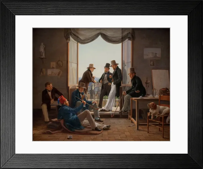 Framed Print : A Group of Danish Artists in Rome, 1837. Artist: Hansen, Constantin (1804-1880) Framed Print : A Group of Danish Artists in Rome, 1837. Artist: Hansen, Constantin (1804-1880)