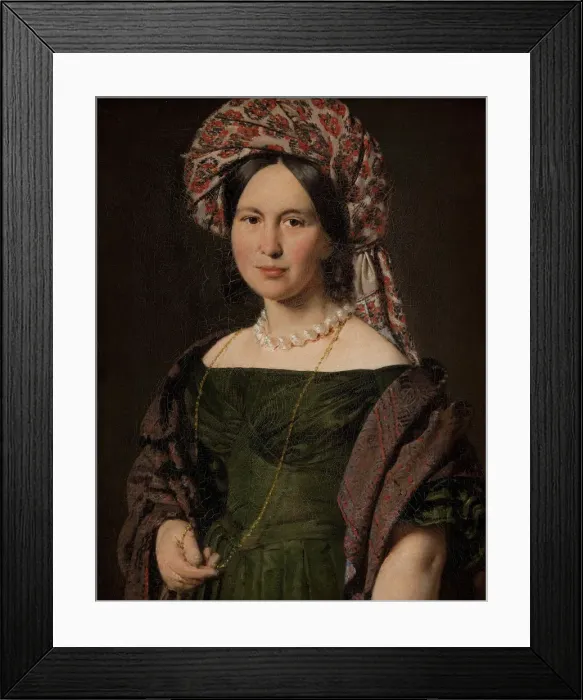 Framed Print : Cathrine Jensen, nee Lorenzen, the Artists Wife Wearing a Turban, 1842-1843. Artist: Jensen, Christian Albrecht (1792-1870) Framed Print : Cathrine Jensen, nee Lorenzen, the Artists Wife Wearing a Turban, 1842-1843. Artist: Jensen, Christian Albrecht (1792-1870)