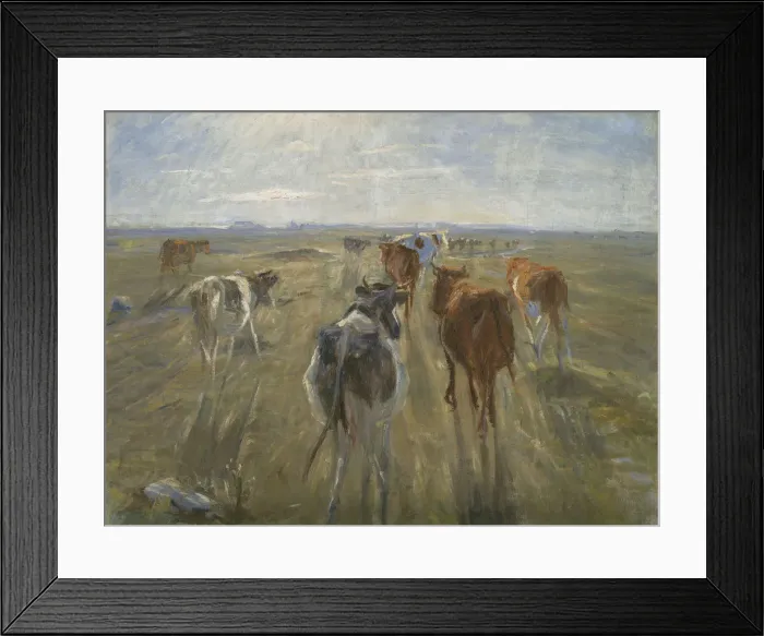 Framed Print : Long Shadows. Cattle on the Island of Saltholm, c. 1890. Artist: Philipsen, Theodor (1840-1920) Framed Print : Long Shadows. Cattle on the Island of Saltholm, c. 1890. Artist: Philipsen, Theodor (1840-1920)