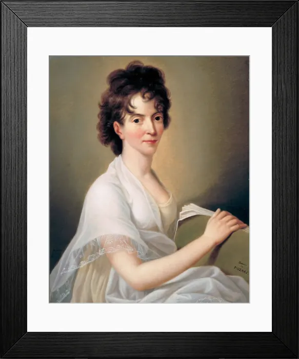Framed Print : Constanze Mozart nee Weber (1763?1842), W. A. Mozarts wife, 1802. Artist: Hansen, Hans (1769-1828)