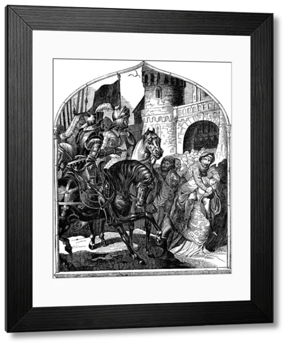 Framed Print : The siege of Weinsbergs castle and the loyal women 1140 (Illustration from the Geschichte des deutschen Volkes by E. Duller), 1840. Artist: Kirchhoff, Johann Jakob (1796-1848) Framed Print : The siege of Weinsbergs castle and the loyal women 1140 (Illustration from the Geschichte des deutschen Volkes by E. Duller), 1840. Artist: Kirchhoff, Johann Jakob (1796-1848)