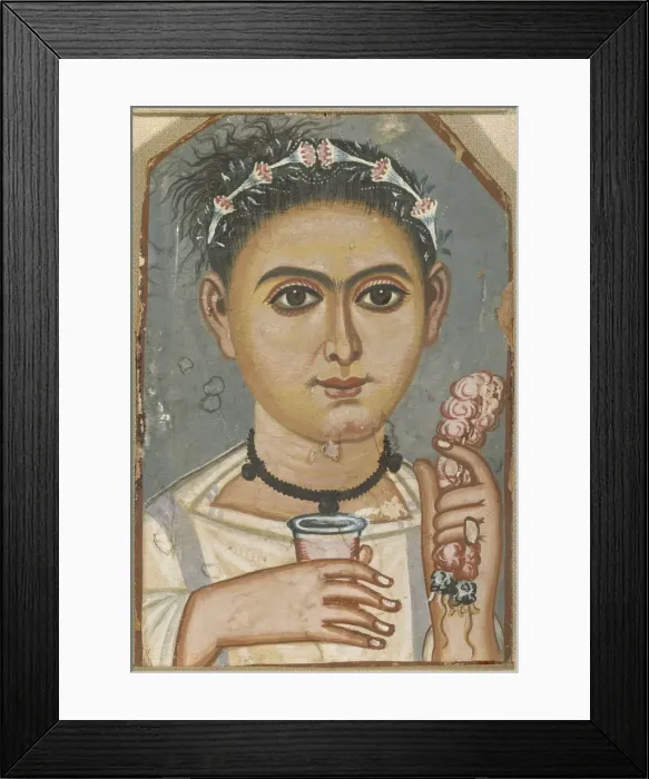 Framed Print : Boy with a Floral Garland in His Hair, ca 200-230. Artist: Fayum mummy portraits Framed Print : Boy with a Floral Garland in His Hair, ca 200-230. Artist: Fayum mummy portraits