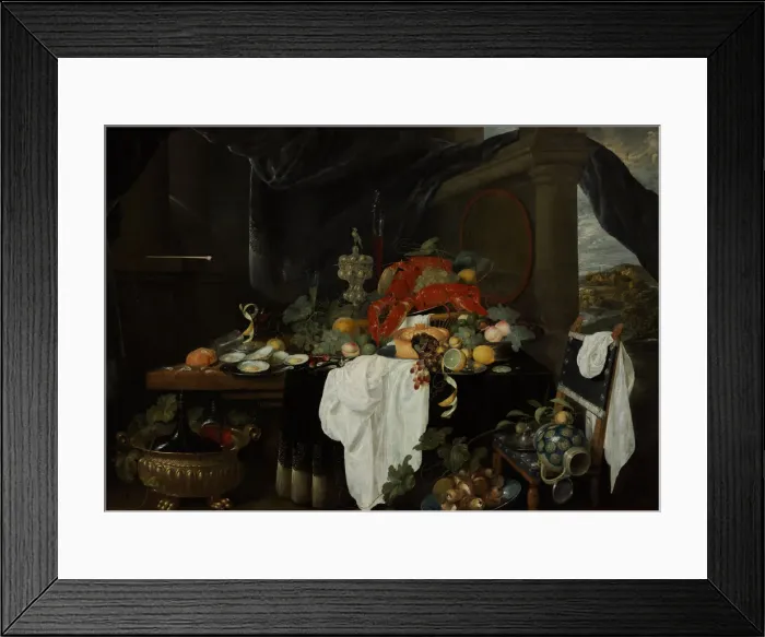 Framed Print : Pronk Still Life with Fruit, Oyters, and Lobsters, c. 1640. Artist: Benedetti, Andries (active Mid of 17th cen. ) Framed Print : Pronk Still Life with Fruit, Oyters, and Lobsters, c. 1640. Artist: Benedetti, Andries (active Mid of 17th cen. )