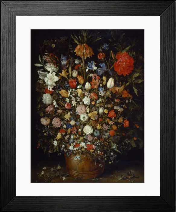 Framed Print : Flowers in a Wooden Vessel, ca 1606. Artist: Brueghel, Jan, the Elder (1568-1625) Framed Print : Flowers in a Wooden Vessel, ca 1606. Artist: Brueghel, Jan, the Elder (1568-1625)