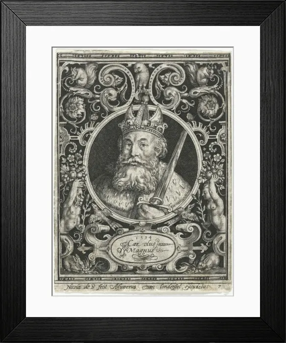 Framed Print : Charles the Great, King of the Franks, 1594. Artist: Bruyn, Nicolaes de (1571-1656) Framed Print : Charles the Great, King of the Franks, 1594. Artist: Bruyn, Nicolaes de (1571-1656)
