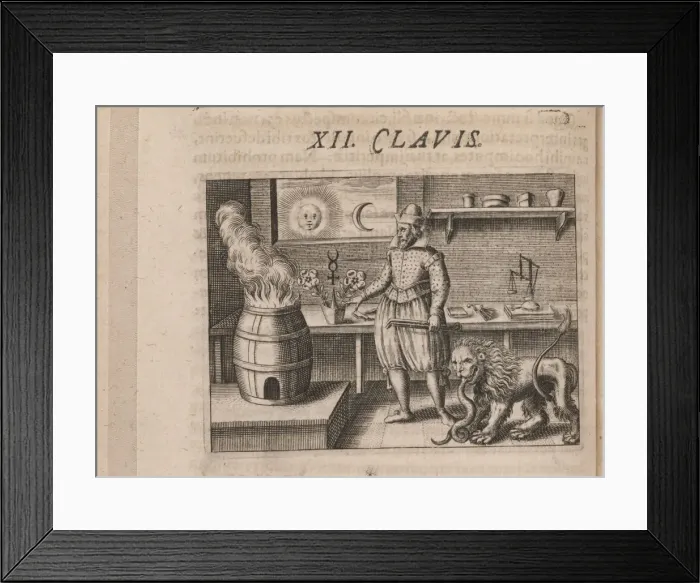 Framed Print : Illustration for Tripvs avrevs, hoc est, Tres tractatvs chymici selectissimi 1618. Artist: Bry, Theodor de (1528-1598) Framed Print : Illustration for Tripvs avrevs, hoc est, Tres tractatvs chymici selectissimi 1618. Artist: Bry, Theodor de (1528-1598)