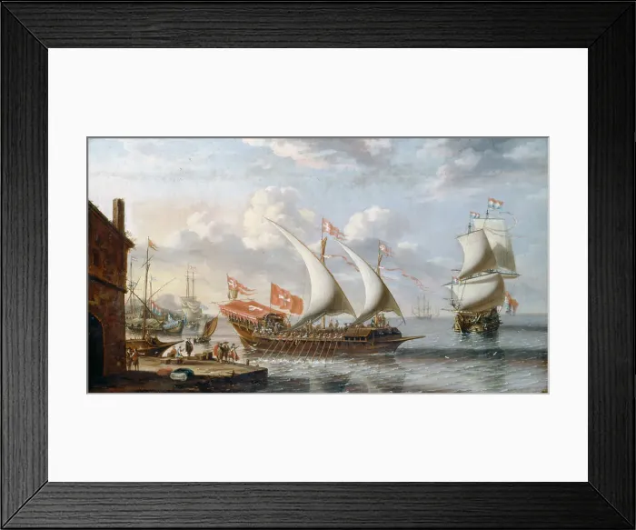 Framed Print : A Galley of Malta, c. 1680. Artist: Castro, Lorenzo (active 1672-1686) Framed Print : A Galley of Malta, c. 1680. Artist: Castro, Lorenzo (active 1672-1686)
