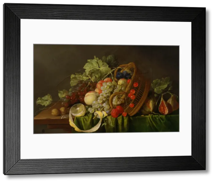 Framed Print : Still Life with a Basket of Fruit, ca 1654. Artist: Heem, Cornelis, de (1631-1695) Framed Print : Still Life with a Basket of Fruit, ca 1654. Artist: Heem, Cornelis, de (1631-1695)