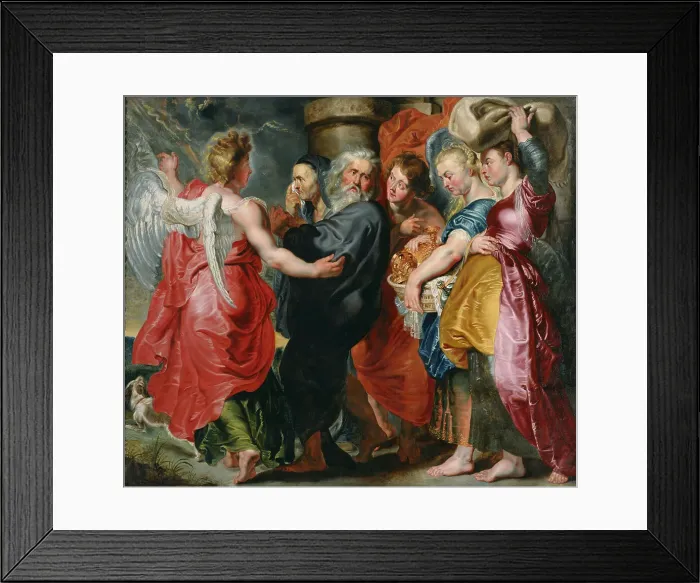 Framed Print : The Flight of Lot and His Family from Sodom (after Rubens), c. 1618. Artist: Jordaens, Jacob (1593-1678) Framed Print : The Flight of Lot and His Family from Sodom (after Rubens), c. 1618. Artist: Jordaens, Jacob (1593-1678)