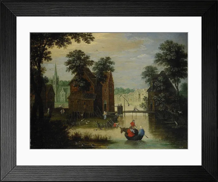 Framed Print : River landscape with the Flight into Egypt, 1616. Artist: Ryckaert, Maerten (1587-1631) Framed Print : River landscape with the Flight into Egypt, 1616. Artist: Ryckaert, Maerten (1587-1631)