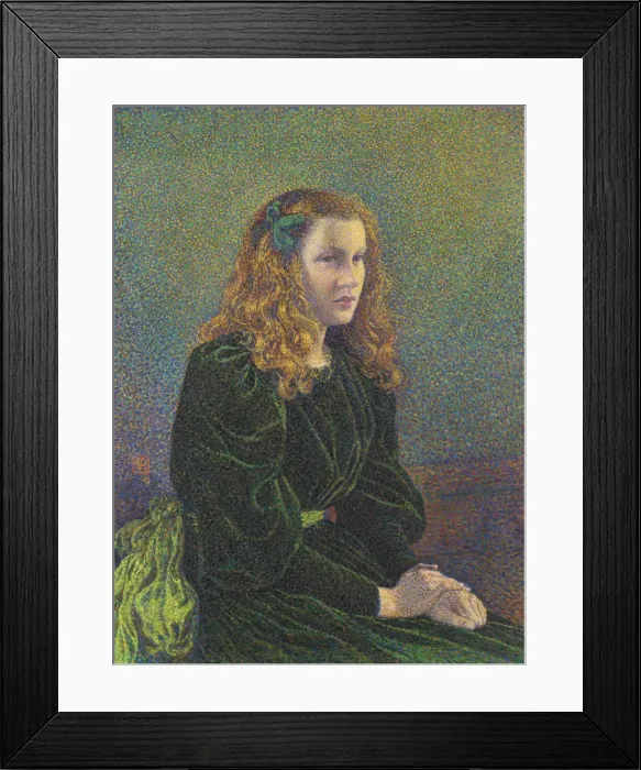 Framed Print : Jeune femme en robe verte (Germaine Marechal), 1893. Artist: Rysselberghe, Theo van (1862-1926) Framed Print : Jeune femme en robe verte (Germaine Marechal), 1893. Artist: Rysselberghe, Theo van (1862-1926)