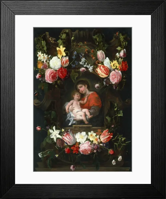 Framed Print : Garland of Flowers with Madonna and Child, First third of 17th cen Artist: Seghers, Daniel (1590-1661) Framed Print : Garland of Flowers with Madonna and Child, First third of 17th cen Artist: Seghers, Daniel (1590-1661)