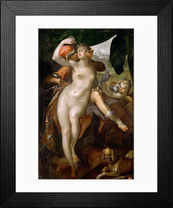 Framed Print : Venus and Adonis, ca 1595-1597. Artist: Spranger, Bartholomeus (1546-1611) Framed Print : Venus and Adonis, ca 1595-1597. Artist: Spranger, Bartholomeus (1546-1611)