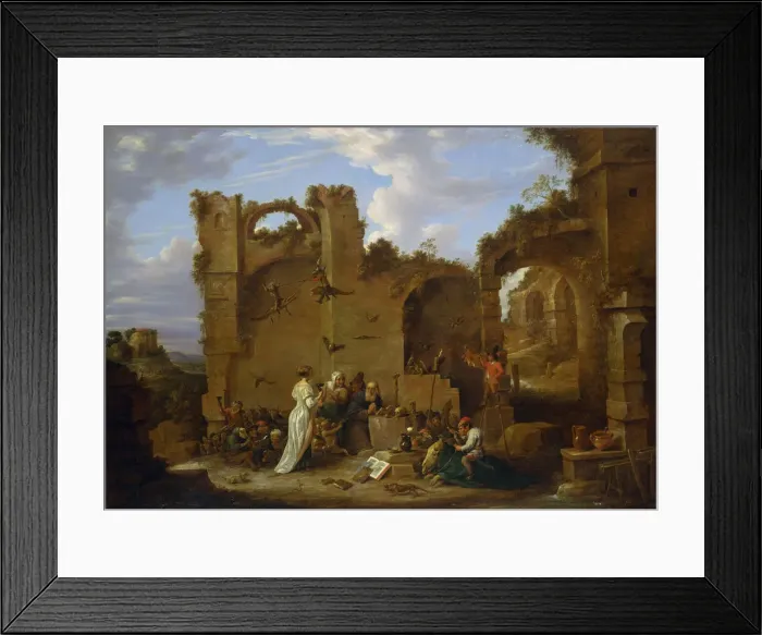 Framed Print : The Temptation of Saint Anthony. Artist: Teniers, David, the Younger (1610-1690) Framed Print : The Temptation of Saint Anthony. Artist: Teniers, David, the Younger (1610-1690)