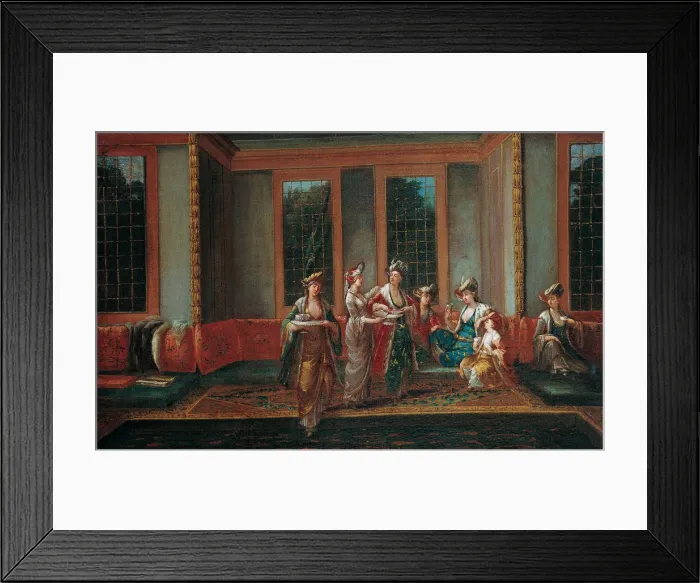 Framed Print : Women Drinking Coffee, 1720s. Artist: Vanmour (Van Mour), Jean-Baptiste (1671-1737) Framed Print : Women Drinking Coffee, 1720s. Artist: Vanmour (Van Mour), Jean-Baptiste (1671-1737)