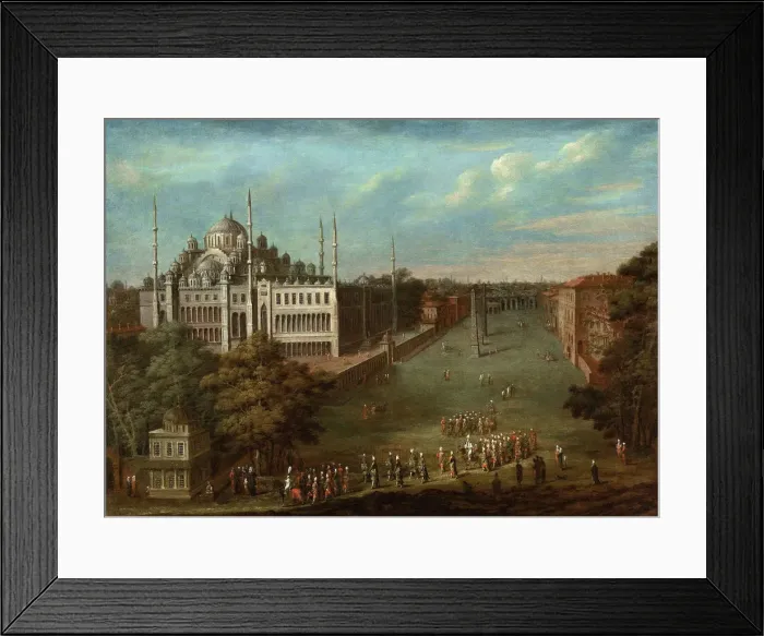 Framed Print : Procession of the Grand Vizier on the Hippodrome Square with the Sultan Ahmed Mosque, 1737. Artist: Vanmour (Van Mour), Jean-Baptiste (1671-1737) Framed Print : Procession of the Grand Vizier on the Hippodrome Square with the Sultan Ahmed Mosque, 1737. Artist: Vanmour (Van Mour), Jean-Baptiste (1671-1737)
