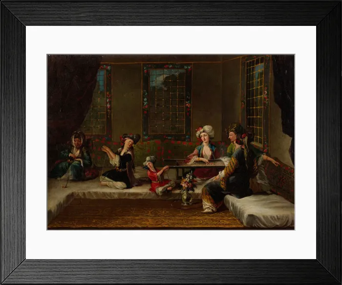 Framed Print : Women Embroidering, 1730s. Artist: Vanmour (Van Mour), Jean-Baptiste, (School) Framed Print : Women Embroidering, 1730s. Artist: Vanmour (Van Mour), Jean-Baptiste, (School)