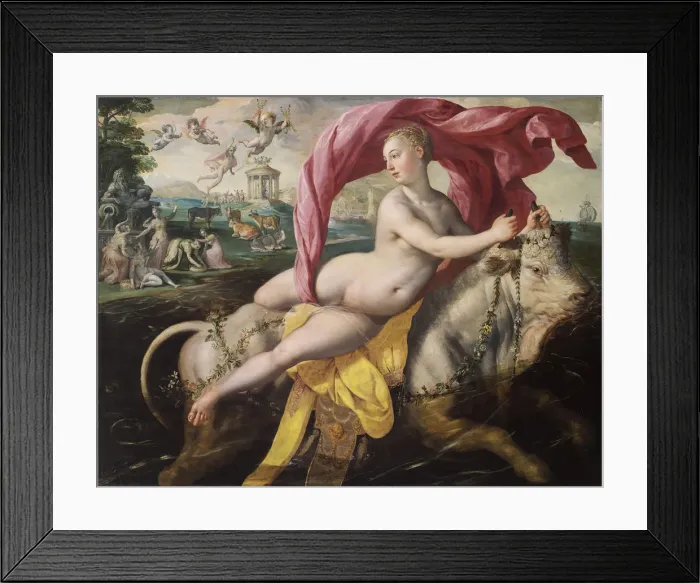 Framed Print : The Rape of Europa, ca 1590. Artist: Vos, Maerten, de (1532-1603) Framed Print : The Rape of Europa, ca 1590. Artist: Vos, Maerten, de (1532-1603)