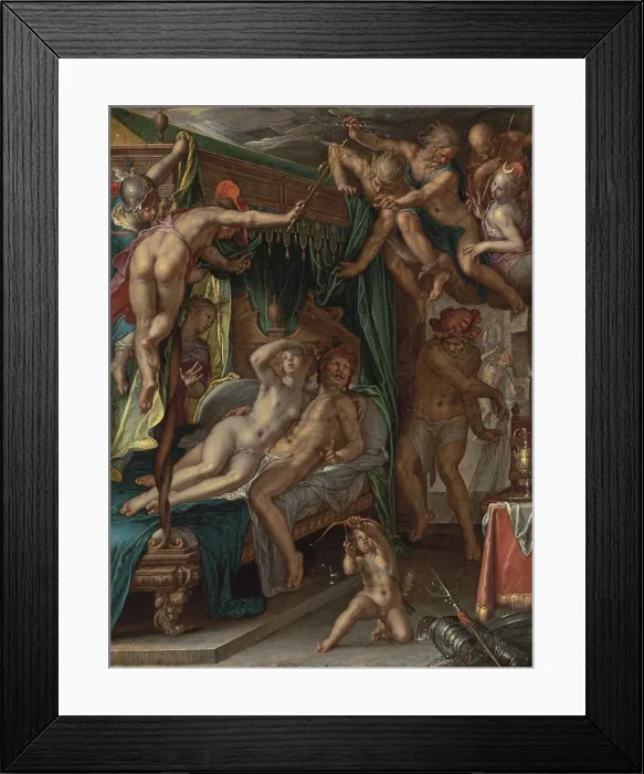 Framed Print : Mars and Venus Surprised by Vulcan. Artist: Wtewael, Joachim (1566-1638) Framed Print : Mars and Venus Surprised by Vulcan. Artist: Wtewael, Joachim (1566-1638)