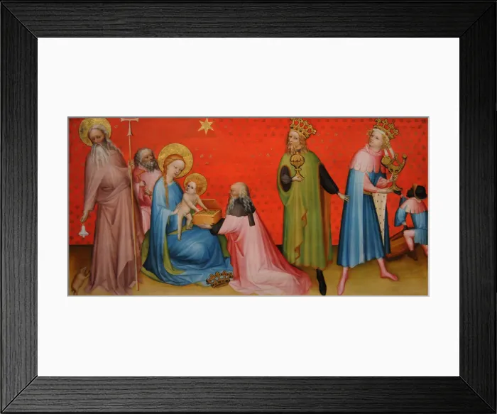 Framed Print : Adoration of the Magi with Saint Anthony Abbot, ca 1400. Artist: Anonymous Framed Print : Adoration of the Magi with Saint Anthony Abbot, ca 1400. Artist: Anonymous