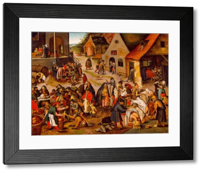 Framed Print : The Seven Works of Mercy, Between 1616 and 1638. Artist: Brueghel, Pieter, the Younger (1564-1638) Framed Print : The Seven Works of Mercy, Between 1616 and 1638. Artist: Brueghel, Pieter, the Younger (1564-1638)
