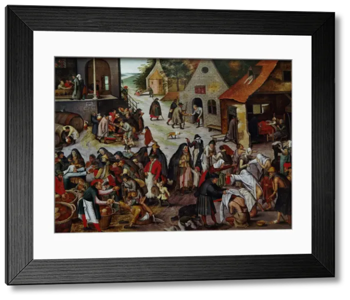Framed Print : The Seven Works of Mercy. Artist: Brueghel, Pieter, the Younger (1564-1638) Framed Print : The Seven Works of Mercy. Artist: Brueghel, Pieter, the Younger (1564-1638)