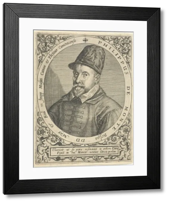 Framed Print : Portrait of the Composer Philippe de Monte (1521-1603), c. 1598. Artist: Bry, Theodor de (1528-1598) Framed Print : Portrait of the Composer Philippe de Monte (1521-1603), c. 1598. Artist: Bry, Theodor de (1528-1598)