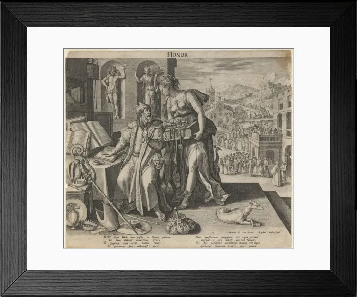 Framed Print : Honor, 1591. Artist: Sadeler, Raphael, the Elder (1560-1628) Framed Print : Honor, 1591. Artist: Sadeler, Raphael, the Elder (1560-1628)