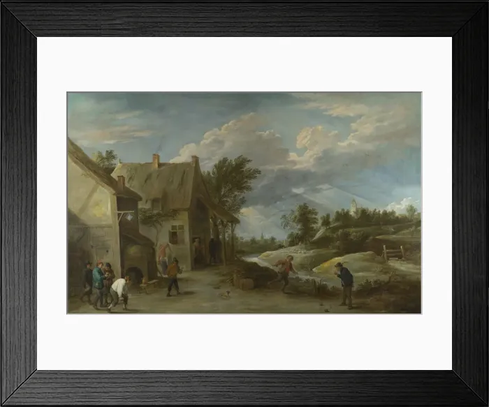 Framed Print : Peasants playing Bowls outside a Village Inn, c. 1660. Artist: Teniers, David, the Younger (1610-1690) Framed Print : Peasants playing Bowls outside a Village Inn, c. 1660. Artist: Teniers, David, the Younger (1610-1690)