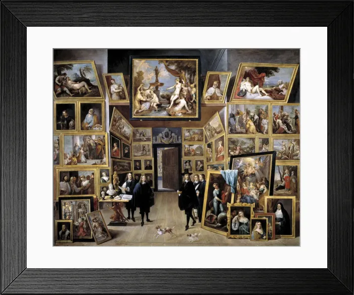 Framed Print : Archduke Leopold Wilhelm in his Gallery in Brussels, 1647-1651. Artist: Teniers, David, the Younger (1610-1690) Framed Print : Archduke Leopold Wilhelm in his Gallery in Brussels, 1647-1651. Artist: Teniers, David, the Younger (1610-1690)