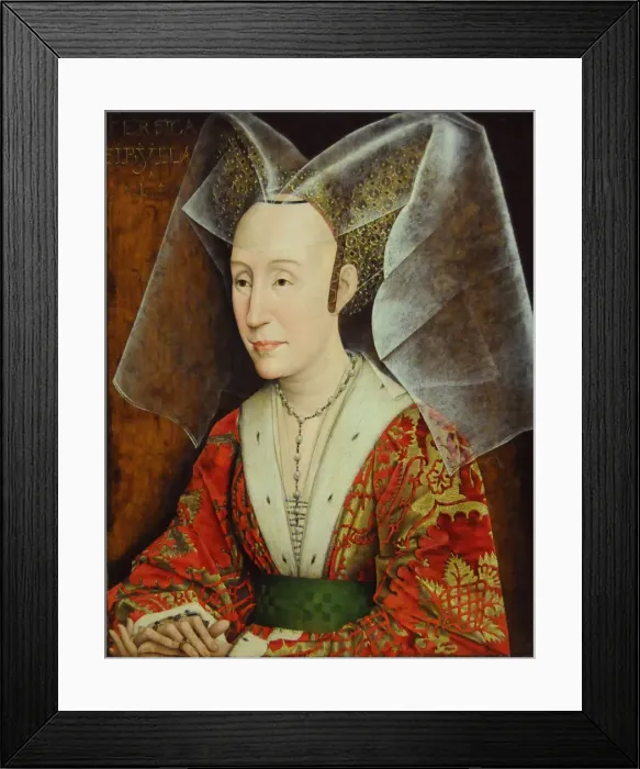 Framed Print : Portrait of Isabella of Portugal, wife of Philip III Duke of Burgundy (1397-1471), ca 1450-1475. Artist: Weyden, Rogier, van der (ca. 1399-1464) Framed Print : Portrait of Isabella of Portugal, wife of Philip III Duke of Burgundy (1397-1471), ca 1450-1475. Artist: Weyden, Rogier, van der (ca. 1399-1464)