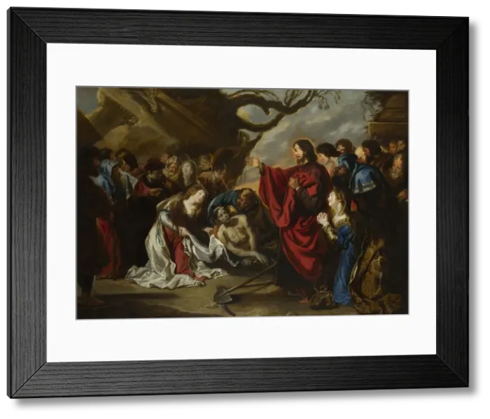 Framed Print : The Raising of Lazarus. Artist: Vos, Simon de (1603-1676)