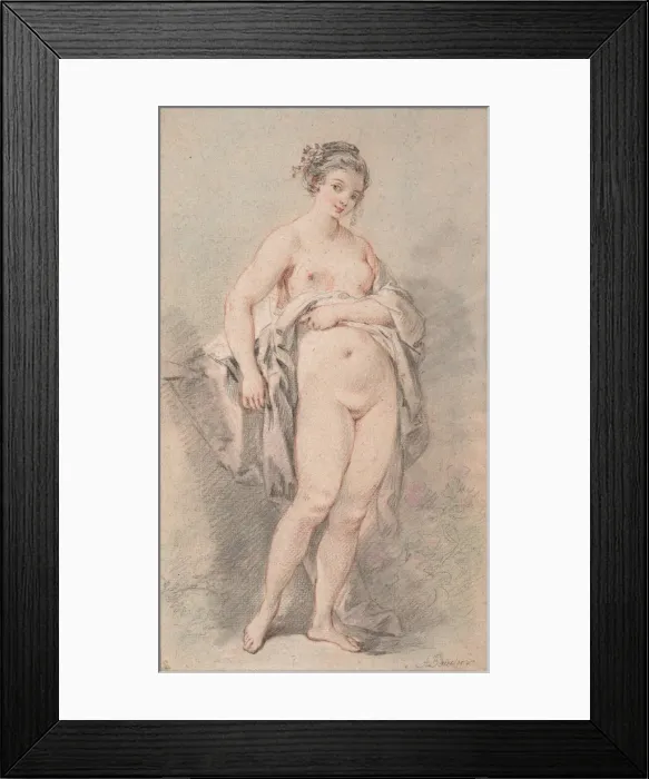 Framed Print : Standing Nude Girl. Artist: Boucher, Francois (1703-1770) Framed Print : Standing Nude Girl. Artist: Boucher, Francois (1703-1770)