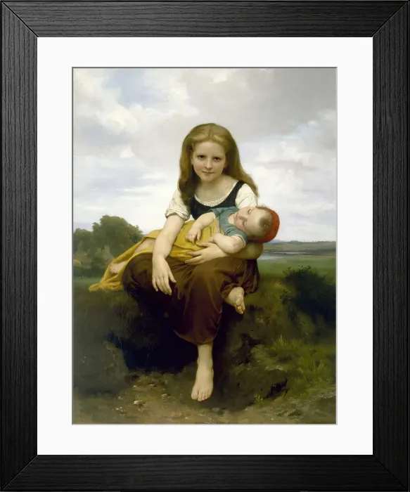 Framed Print : The Elder Sister (La Soeur ainee), 1869. Artist: Bouguereau, William-Adolphe (1825-1905)
