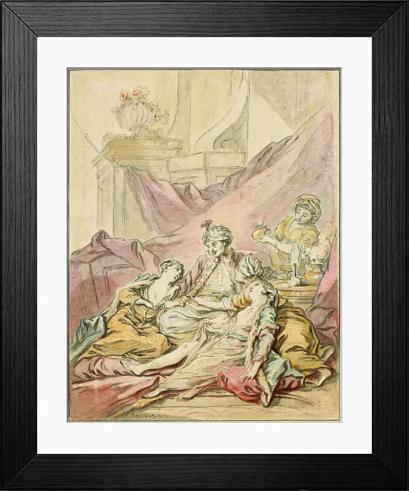 Framed Print : The Pasha in His Harem, ca 1735-1739. Artist: Boucher, Francois (1703-1770) Framed Print : The Pasha in His Harem, ca 1735-1739. Artist: Boucher, Francois (1703-1770)
