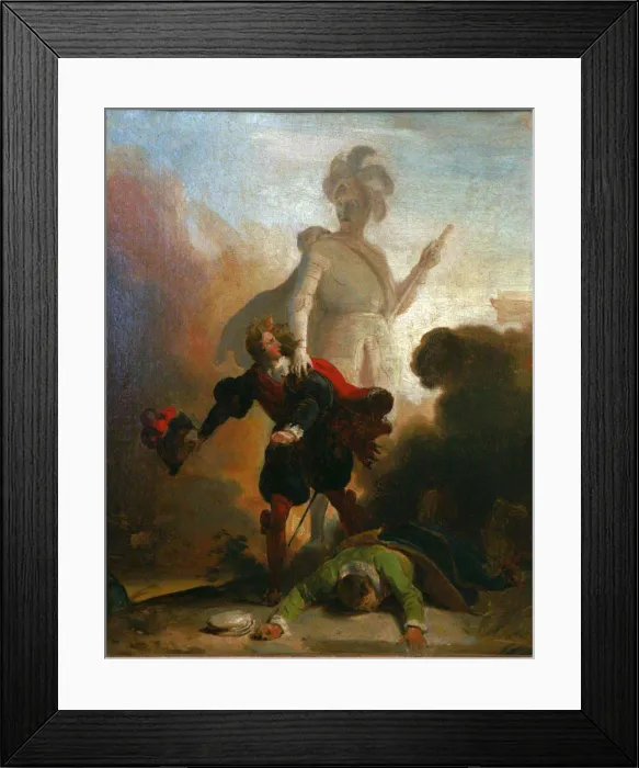 Framed Print : Don Juan and the statue of the commander, ca 1835. Artist: Fragonard, Alexandre-Evariste (1780-1850) Framed Print : Don Juan and the statue of the commander, ca 1835. Artist: Fragonard, Alexandre-Evariste (1780-1850)